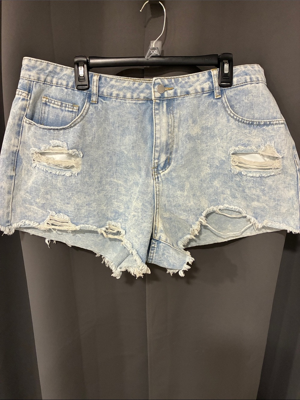SHEIN Light Wash Distressed Denim Shorts